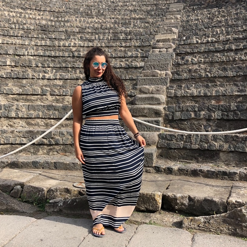 Striped Navy and White Maxi Skirt - Coordinating Set